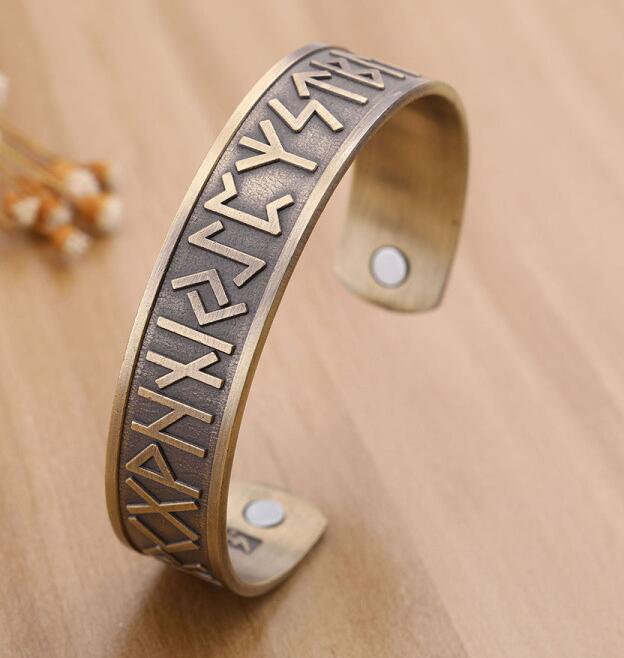 Slavic Viking Geometric Open Cuff Bracelet
